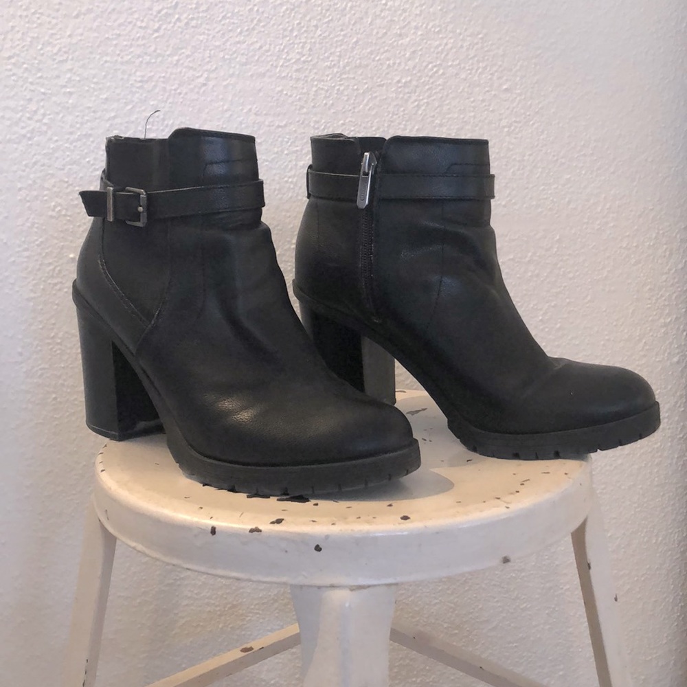 Chunky black booties
